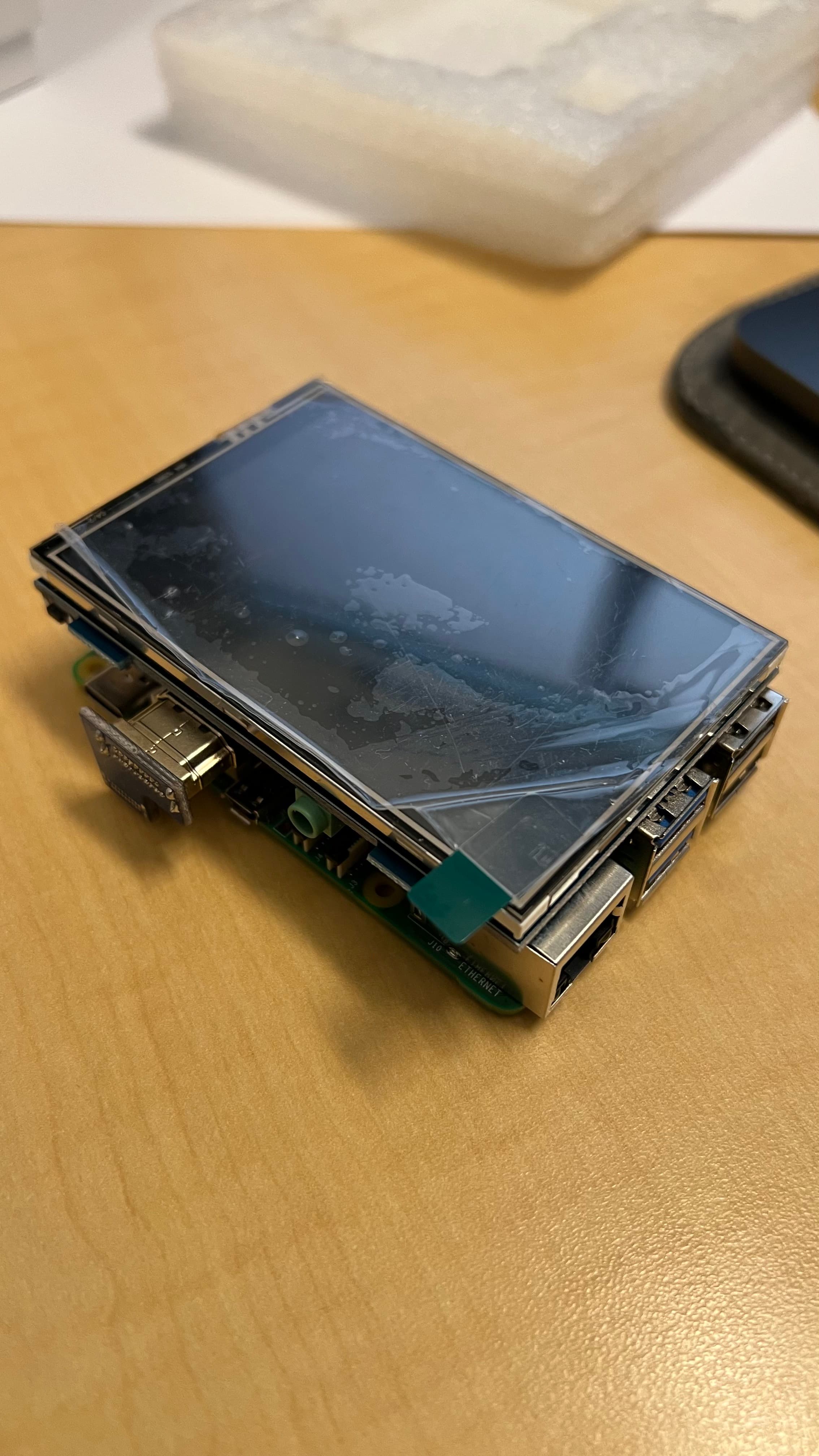 Raspberry Pi with a touch display attached, planned as the Ticker Cube screen hardware.
