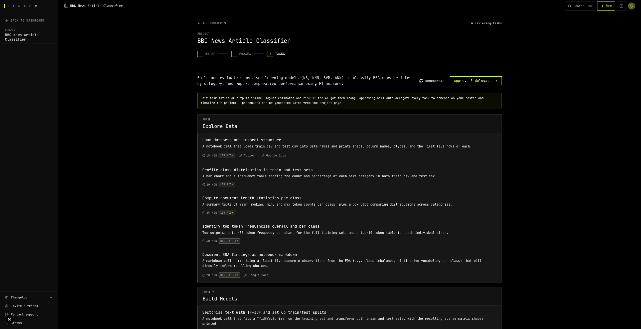 B2B SaaS screen showing a phase 3 task.