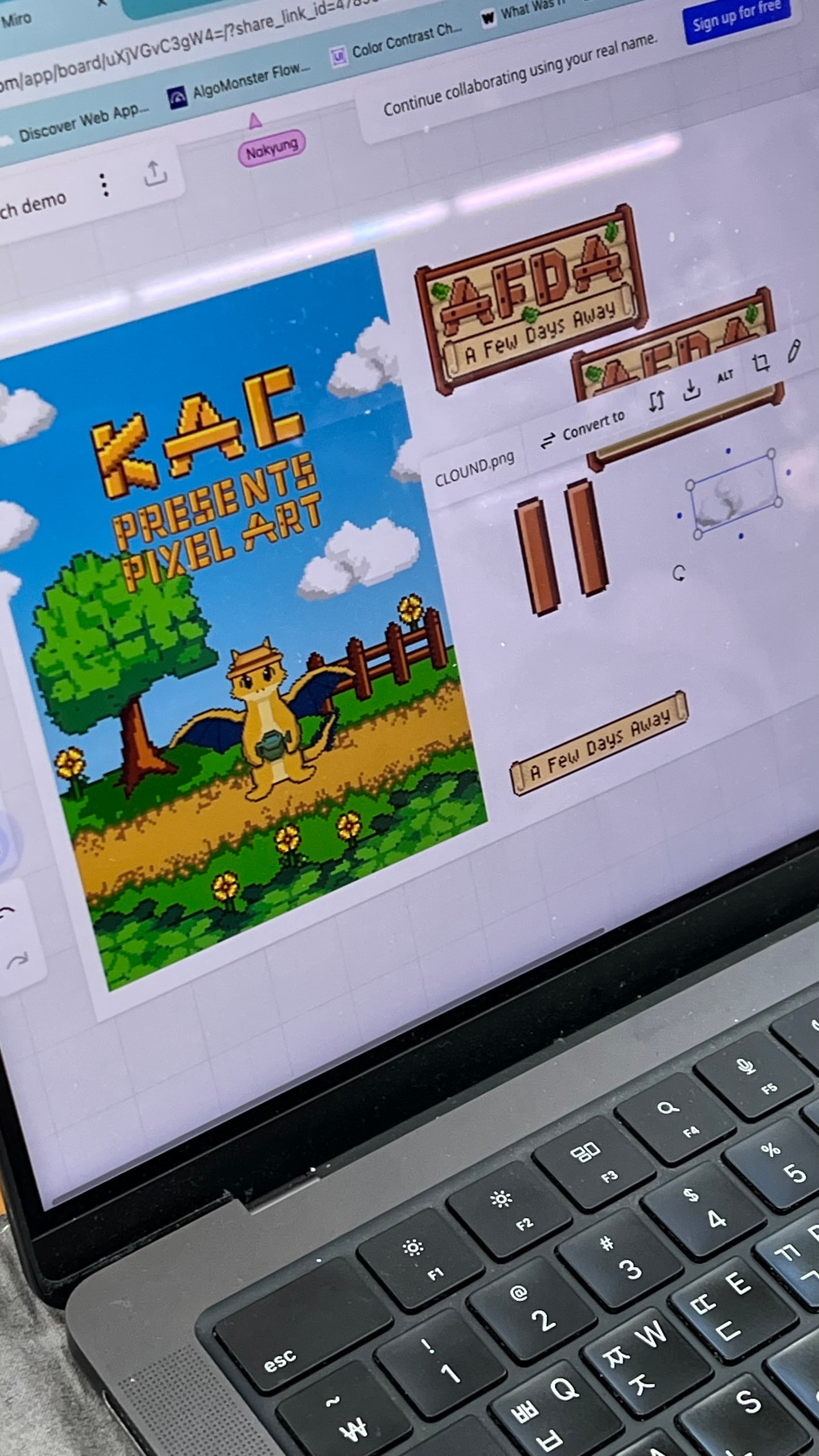 Harrison's pixel art activity on screen