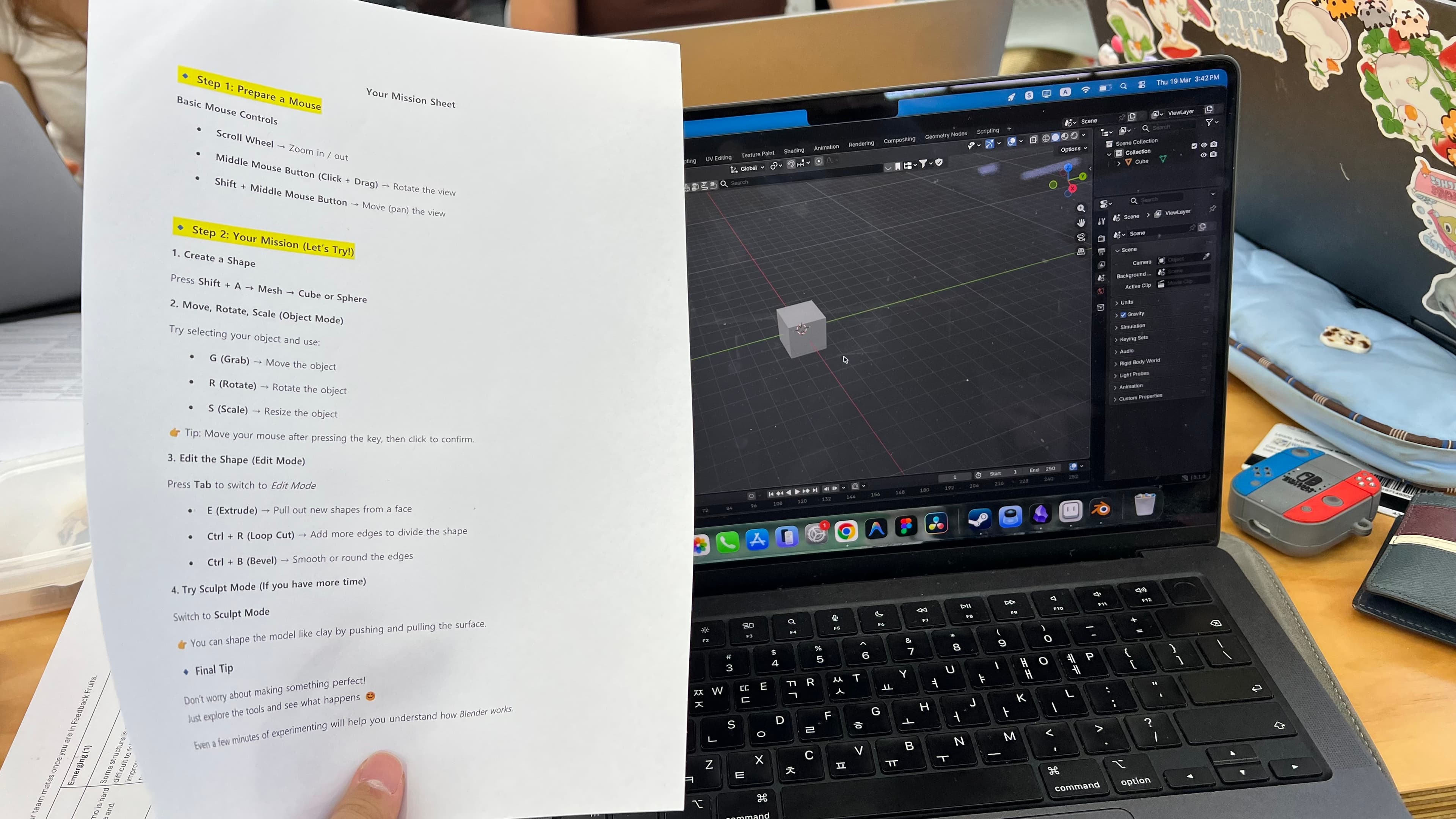 Hyokyoung's Blender demo with mission sheet